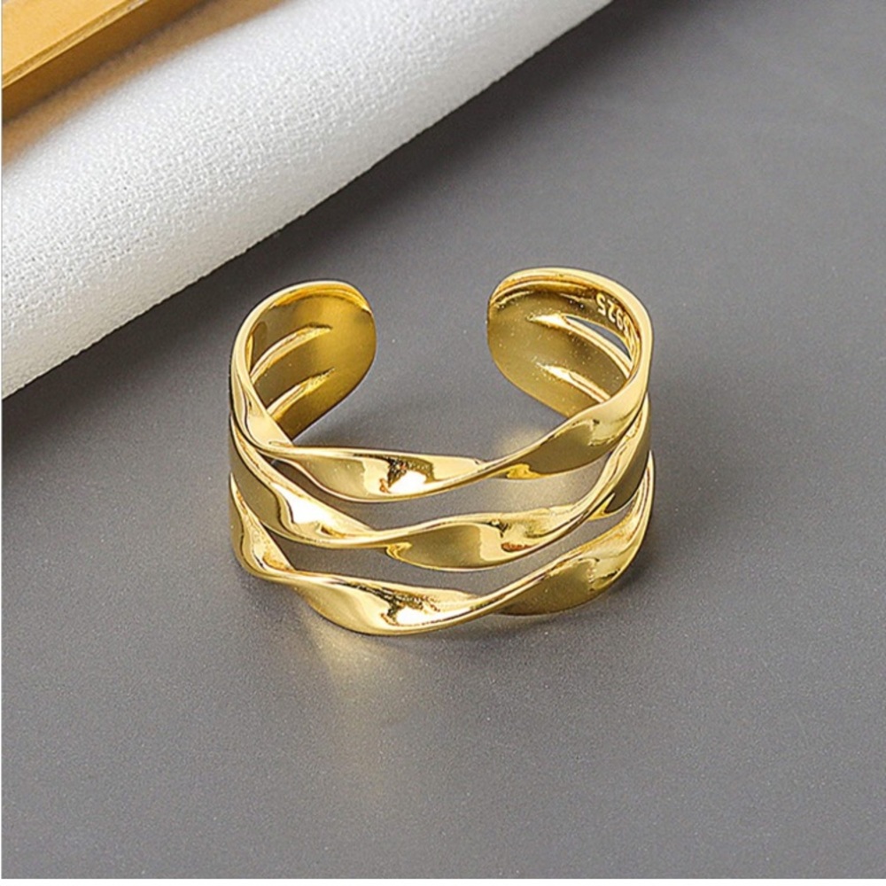 Stamped Sterling Silver Adjustable Wide Band Ring